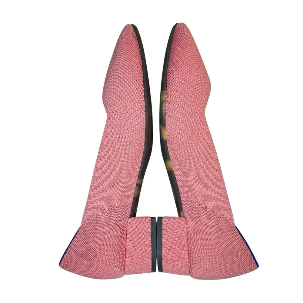 Rothys The High Point Flats in Tulip Pink Sz 11 Low Block Heel Comfort Knit NWOT